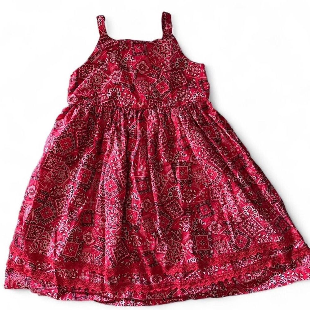 Vintage Blue Beri Boulevard Red bandana print sleeveless babydoll dress